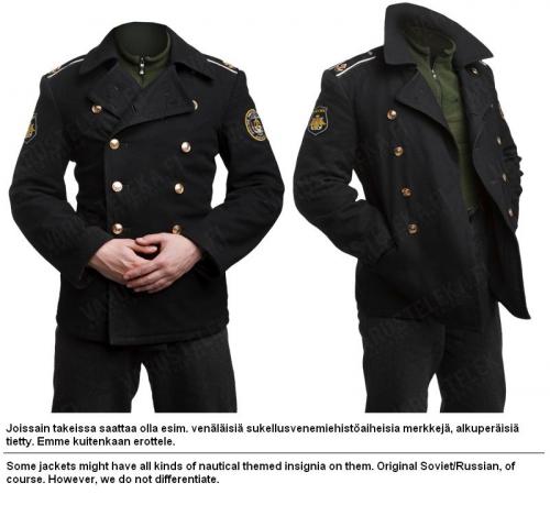Soviet Navy Wool Coat Black Surplus, Russian Surplus Pea Coat