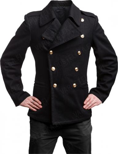 Soviet navy wool coat, black, surplus.