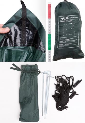 DD Hammocks 3x3 Tarp, Olive Green.