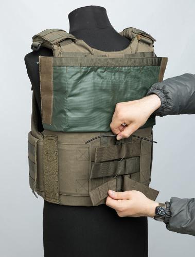 Sioen Ballistics Tacticum Vest, NIJ IIIA. Size adjustment using shock cord and webbing loops - proper good and simple system.