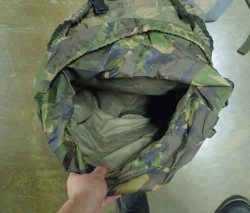 British Patrol Pack 30 Litre, DPM, Surplus. A view of the main compartment.