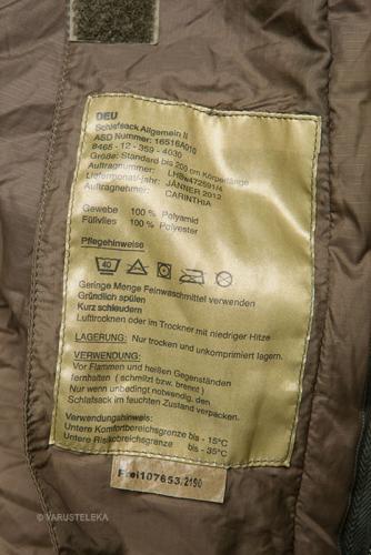 BW Carinthia Defence 4 sleeping bag, surplus. Our specimen here is dated 2012.