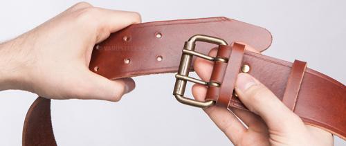 Grease leather belt nature, Brown