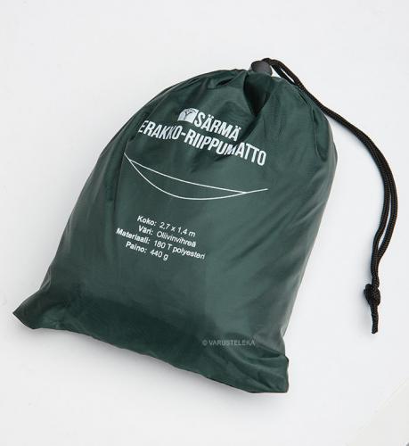 Särmä Erakko hammock. The package actually weighs 340 grams - the bag has an unfortunate typo.