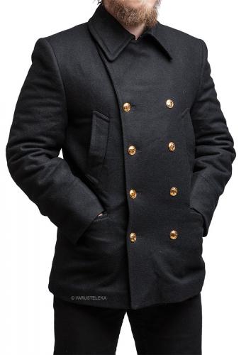 Russian navy wool coat, black, surplus.