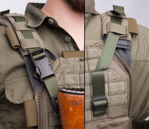 Särmä TST Modular multi purpose strap, 2-piece. The longer strap can be used as a sling with a tactical vest.