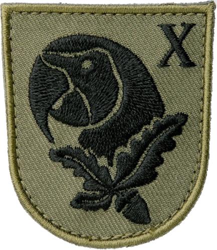 Särmä TST M05 training branch insignia, subdued. 10 points and a parrot. Ask a Finn about this.