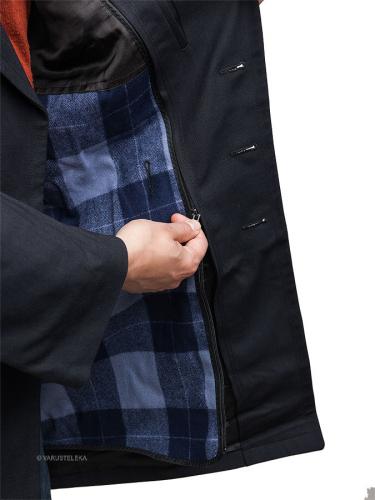 Bundesmarine pea coat, long, surplus. The liner attaches to the coat with a handy zipper.