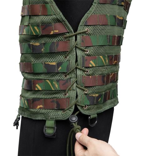 Dutch Modular Combat Vest, Surplus. The elastic cord adjustment allows the user to tailor the fit.
