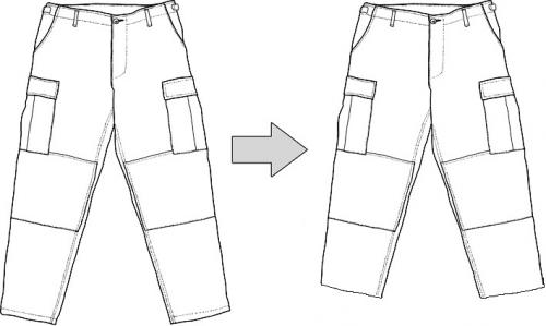 Tailoring, trouser leg shortening Tailoring, trouser leg shortening