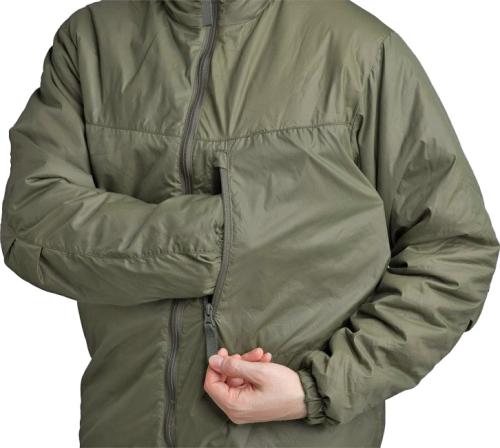 Särmä TST L3 Loft Jacket. Zippered chest pocket with "idiot cord" tie down point inside.