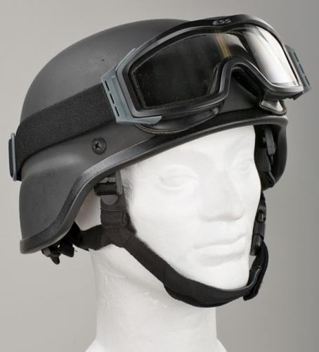 ESS Profile NVG ballistic goggles, black, with spare lens.