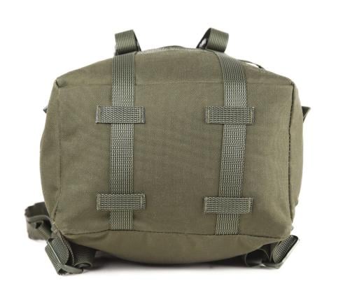 Savotta Jääkäri S backpack. Utility strap attachment points in the bottom. The integrated straps can also be used to tie down stuff.