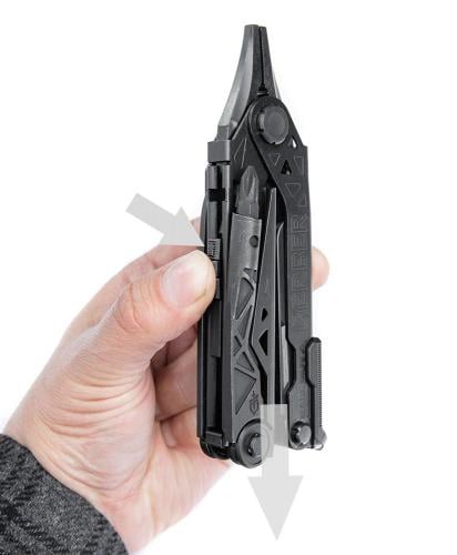 Gerber Center-Drive multitool. Pinch the release buttons - the handles will slide down revealing the pliers.