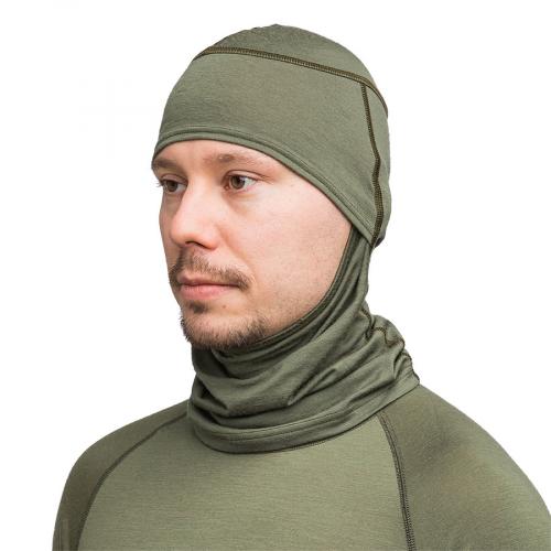 Särmä TST L1 Balaclava, Merino Wool. Worn as a cap and neck protector.