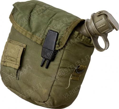 US 2 qt Canteen, olive drab, with pouch, surplus