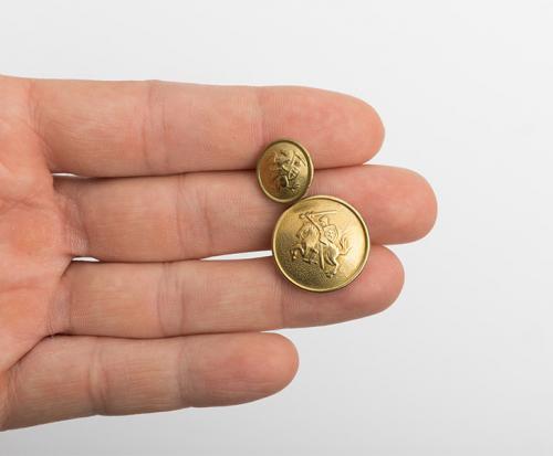 Lithuanian brass button with rider symbol, surplus.