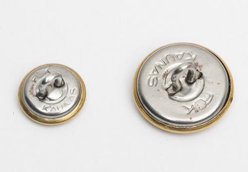 Lithuanian brass button with rider symbol, surplus.