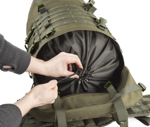 Savotta Jääkäri L rucksack. Mouth closure to keep your stuff in and dirt out.