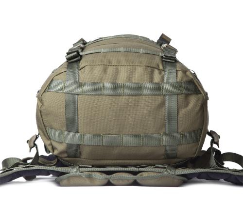 Savotta Jääkäri L rucksack. Utility strap attachment points in the bottom. The integrated straps can also be used to tie down stuff.