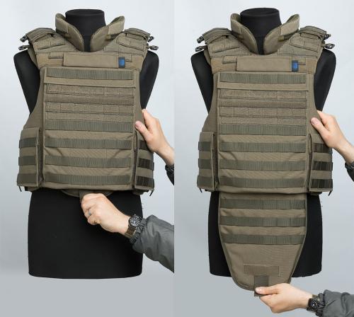 Sioen Ballistics Tacticum Groin Protector, NIJ IIIA. The groin protector can be tucked away inside the Tacticum Vest and quickly deployed when needed.