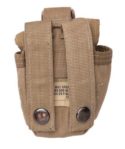 USMC MOLLE hand grenade pouch, Coyote Brown, surplus.