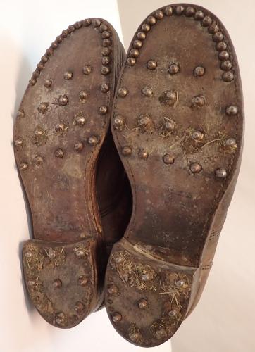 British RAF ankle boots, WW2 era, size UK 11. Nails 'n' grass!