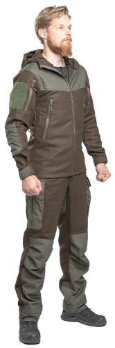 Särmä TST Woolshell Jacket. Model's size Small-Medium Regular, with size Small Regular worn. The Green-Brown color is discontinued.