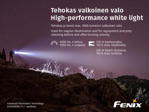 Fenix TK25 R&B Blue/Red Light flashlight.