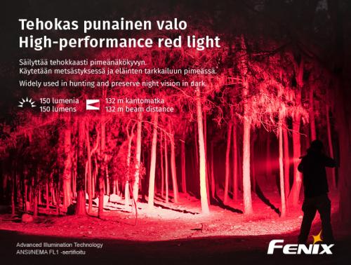 Fenix TK25 R&B Blue/Red Light flashlight.