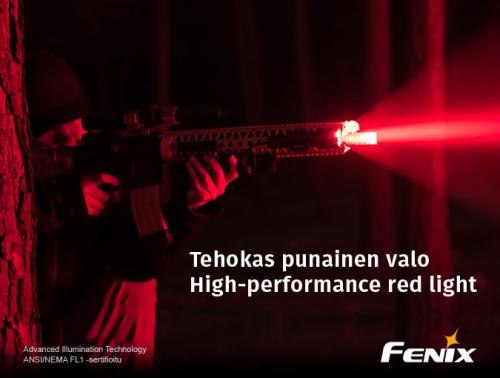 Fenix TK25 R&B Blue/Red Light flashlight.