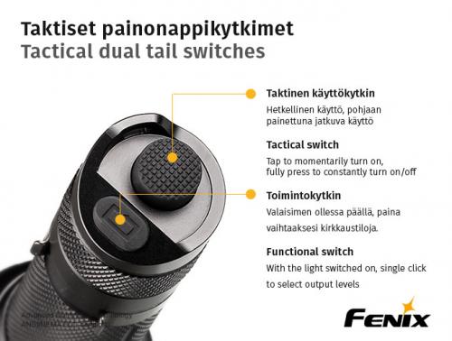 Fenix TK25 R&B Blue/Red Light flashlight.