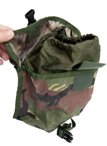 Dutch MOLLE General Purpose Pouch, Medium, DPM, surplus. Note the hook-n-loop tab and protective sock.