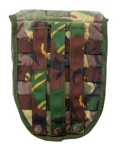 Dutch MOLLE E-tool pouch, surplus. Hinder part has three straps.