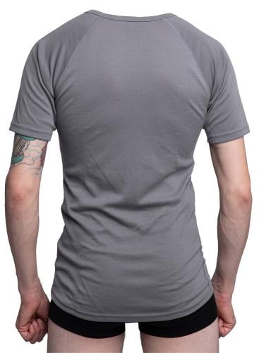 Dutch t-shirt, moisture wicking, surplus. Medium-sized shirt on a tall and slender person (188 cm / 6' 2" length and 96 cm / 38" chest)