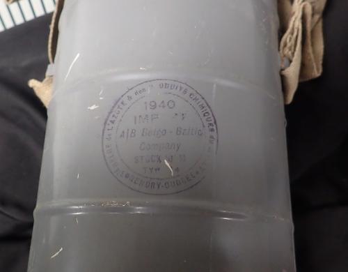 Belgian L.702 gas mask canister, surplus.