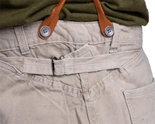 Swedish Work Trousers, Gray, Surplus. Brace buttons (suspenders not included) and back adjustment strap.