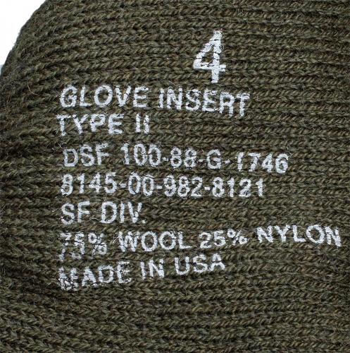 US Wool Glove Inserts, Surplus.