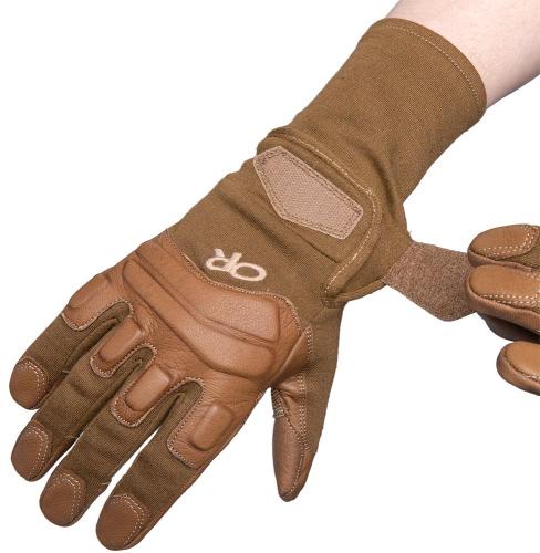 Outdoor Research Firemark Gauntlet Gloves, coyote, surplus. Velcro adjustment.