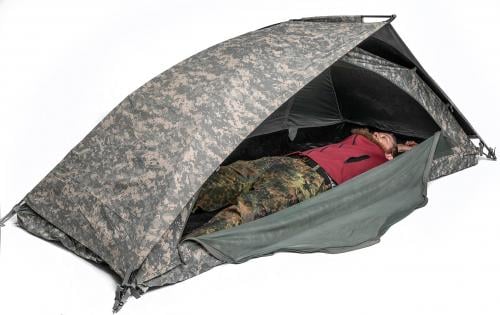 US ICS one-man tent, UCP, surplus. There's plenty of room for one - in an emergency the tent might fit two.