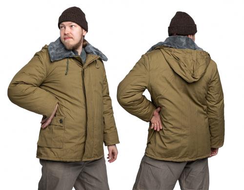 Soviet winter jacket, super stylish, green-brown, surplus. Our handsome model boy is size 175 / 98 cm, wearing size 50-3 jacket.