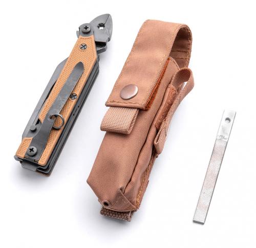 Russian Ratnik 6E6 multitool, desert colour, surplus. MOLLE compatible pouch and diamond file included.