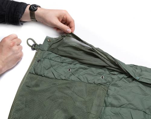 British modular "Tropen" sleeping bag, surplus. The mesh keeps out of the way when not needed.
