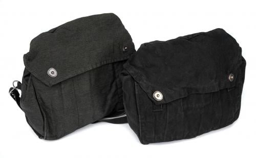 Finnish gas mask bag, dyed black, surplus. The shade varies depending on the base fabric.