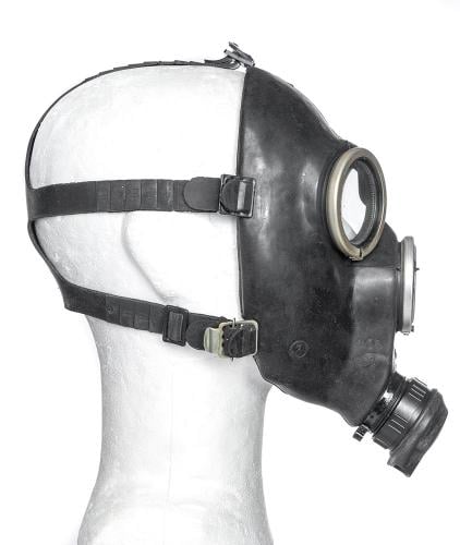 Soviet GP-7 gas mask with carrying bag, black, surplus.