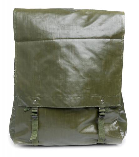 Czech M85 vinyl rucksack, surplus. The lid fastened to the lower buckles.