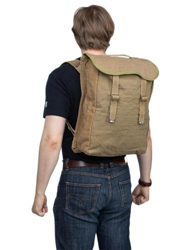 Danish Pattern 37 style pack, green/tan, with shoulder straps, surplus.
