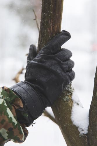 Austrian leather gloves, lined, surplus. 