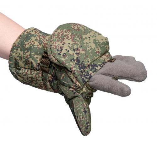 Russian combat mittens, Digiflora, surplus. The folded front part is fastened with a small snap.