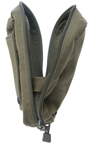 Blackhawk Medical Pouch, green, surplus. The elastic bands keep the pouch ajar.